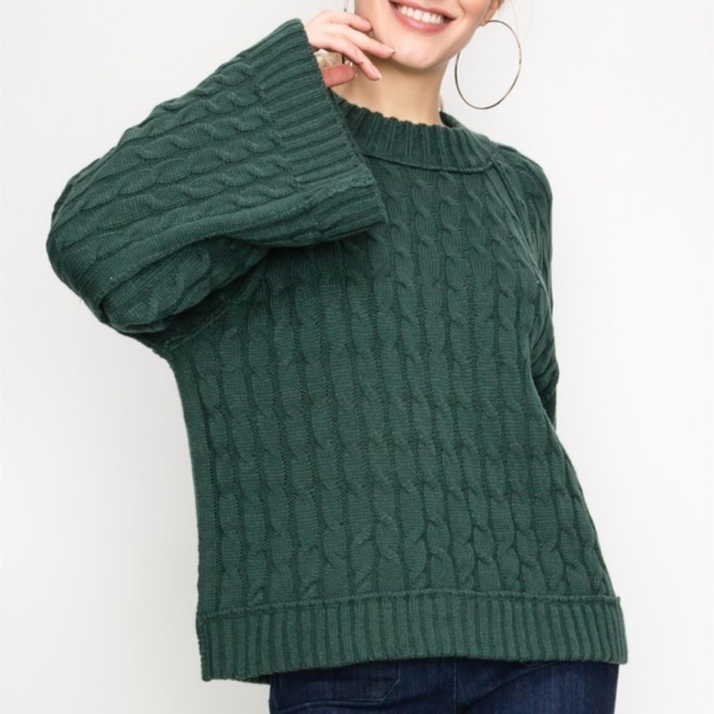 GREEN KNIT SWEATER  * cozy fall winter sweaters - Picture 2 of 4